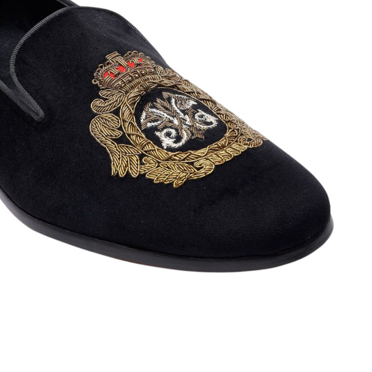 Lusso Fino Regal Crest Velvet Loafers