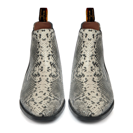 Lusso | Fino Serpent Skin Silver Eclipse Chelsea Boot