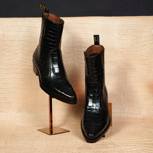 Lusso | Fino Midnight Croc Elegance Boot For Men's