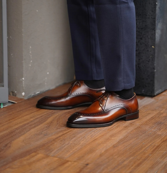 Lusso & FINO Elegant Brushed Leather Wingtip Oxford Shoe For Men's