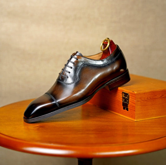 Lusso & FINO |  Grain Crust Leather Balmoral Oxford Shoe For Men's