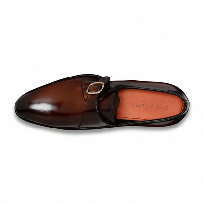 The Dark Cognac Plain-Toe Single-Monk Strap