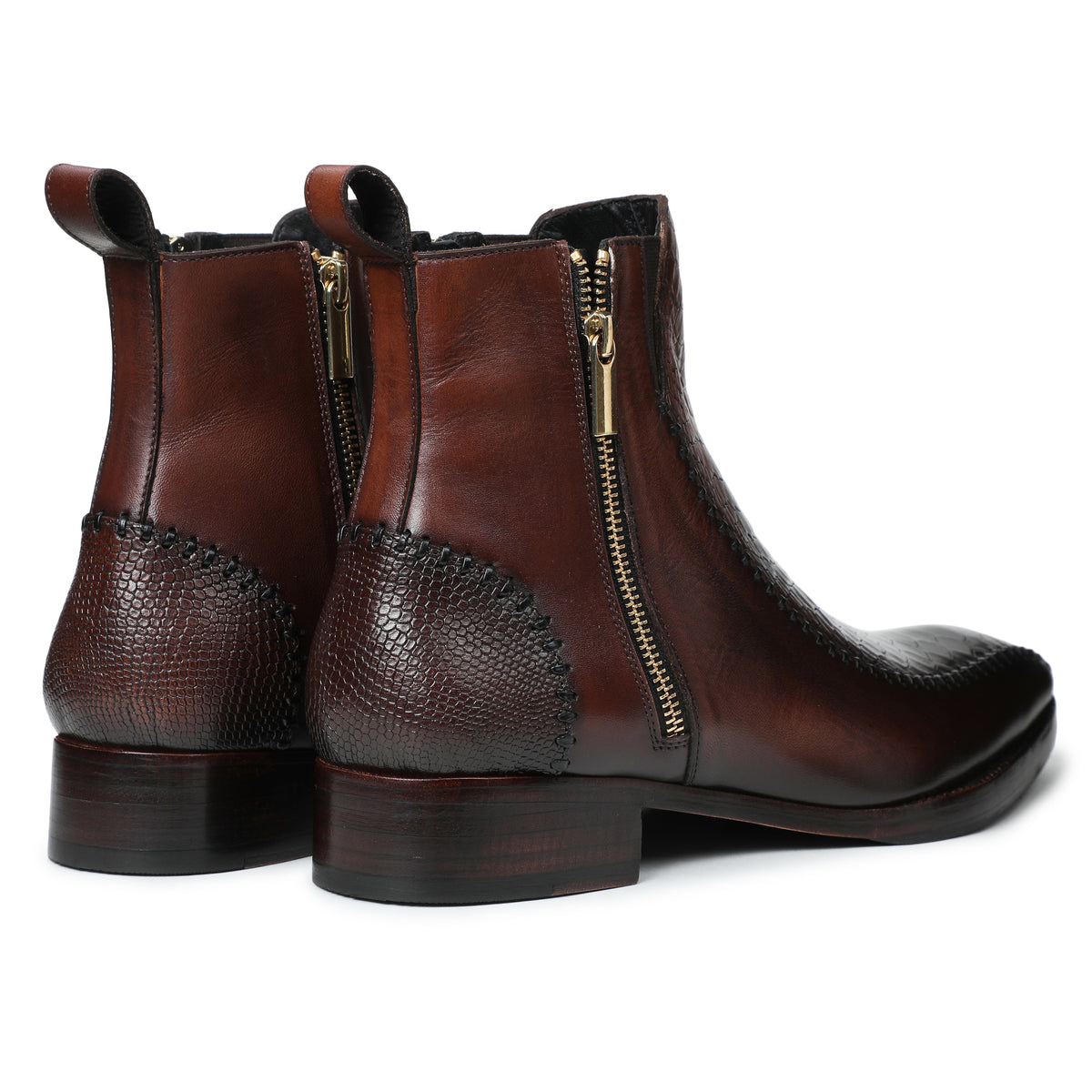 Lusso | FINO Crimson Serpent Regal Side-Zip Boots For Men's