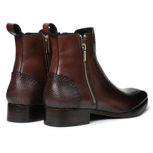 Lusso | FINO Crimson Serpent Regal Side-Zip Boots For Men's