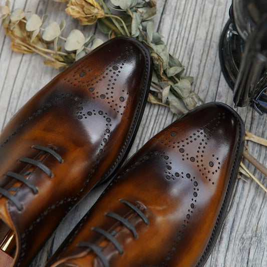 Lusso | FINO Elegant Cognac Brouge Dress Shoe For Men's