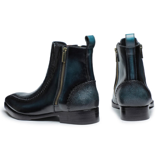 Lusso | FINO Midnight Venom Emerald Luxe Zip Boots