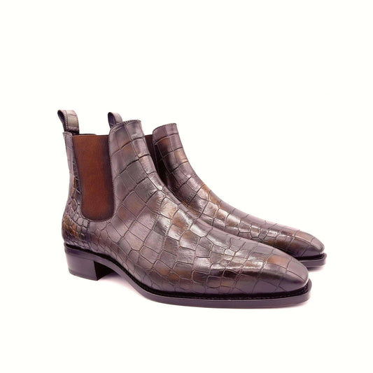 Lusso| Fino Majestic Amethyst Croc Chelsea Boot For Men's