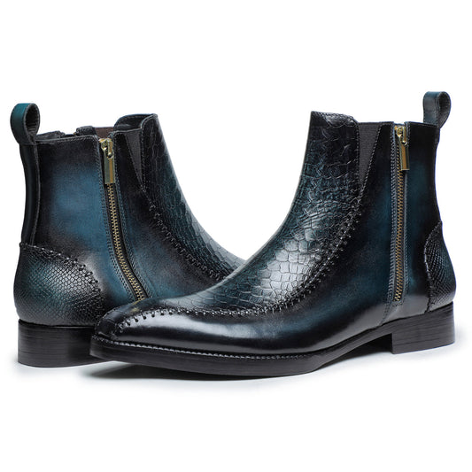 Lusso | FINO Midnight Venom Emerald Luxe Zip Boots