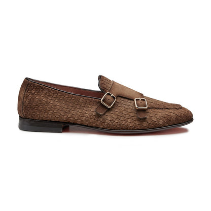 The Brown Woven Suede Double-Monk Loafer