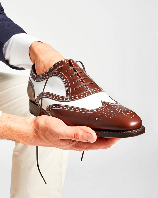 Lusso | FINO Two-Tone Classic Spectator Oxford – Brown & White