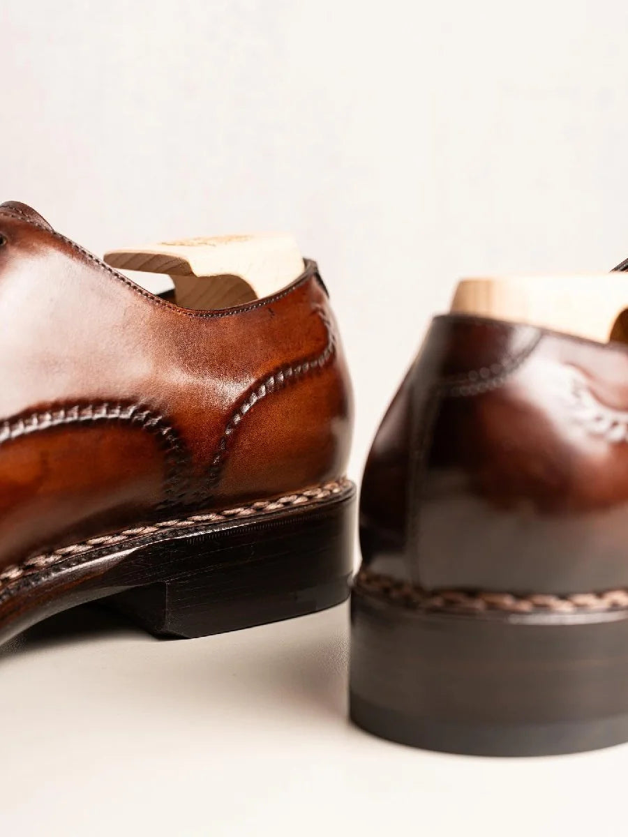 LUSSO & FINO | Dark Brown Toe Cup Oxford Shoe For Mens