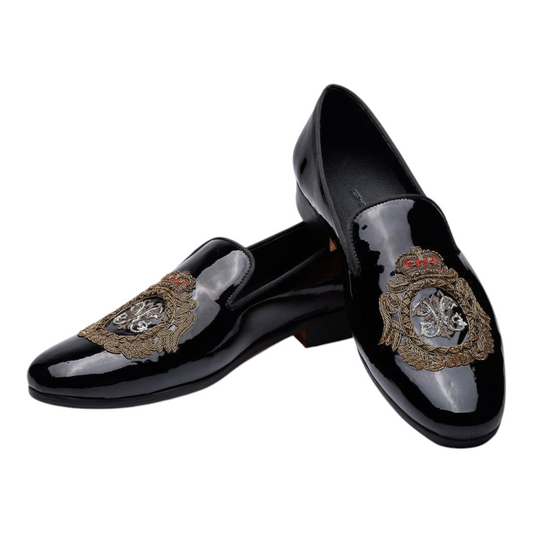 Lusso FINO “Imperial Nocturne” Velvet Crest Loafers