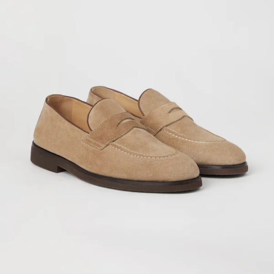 Lusso | FINO Whisper Beige Crescent Penny Loafers