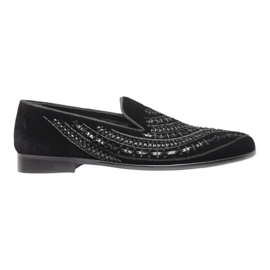 Lusso FINO "Noir Regale" Velvet Embroidered Loafers