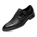 Textured Black Leather Twin Monk Shoe fit Men's