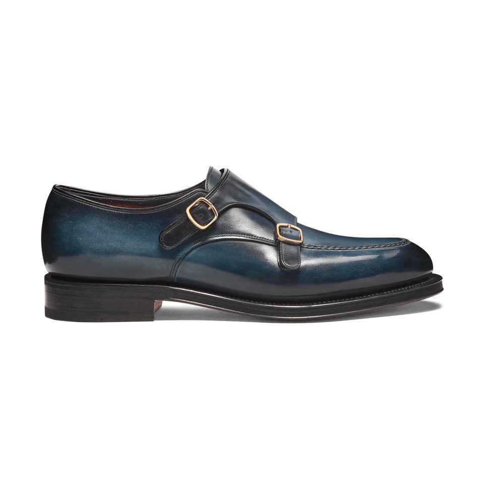 The Slate Blue Apron-Toe Double-Monk Strap