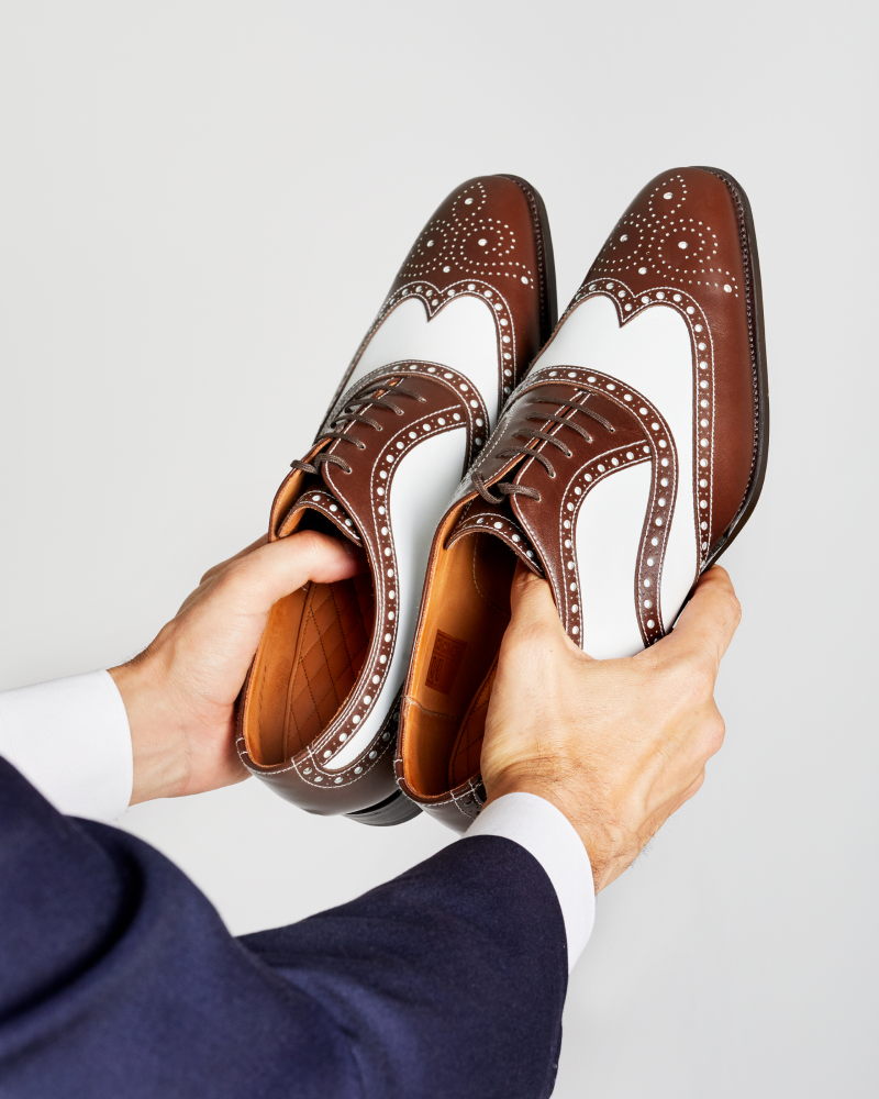 Lusso | FINO Two-Tone Classic Spectator Oxford – Brown & White
