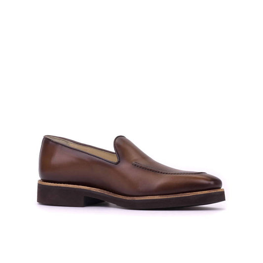 Lusso | FINO GENTLEMEN LOAFER IN HAND PAINED & BURNISHED DARK BROWN CRUST LEATHER