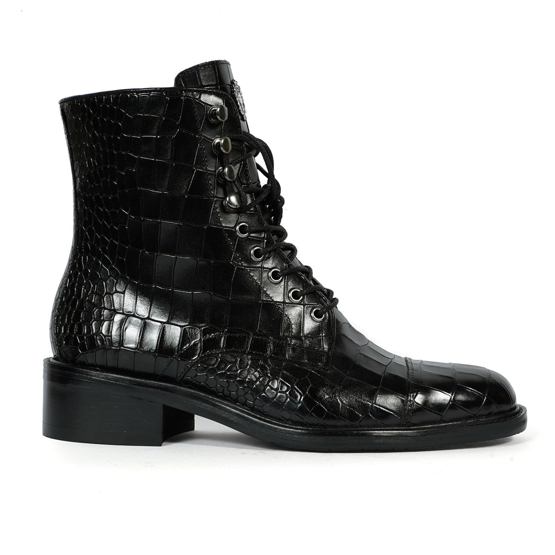 Lusso | Fino Obsidian Croc Regal Command Lace-Up Boot