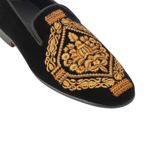 Lusso & FINO “Imperial Crest” Velvet Embroidered Loafers