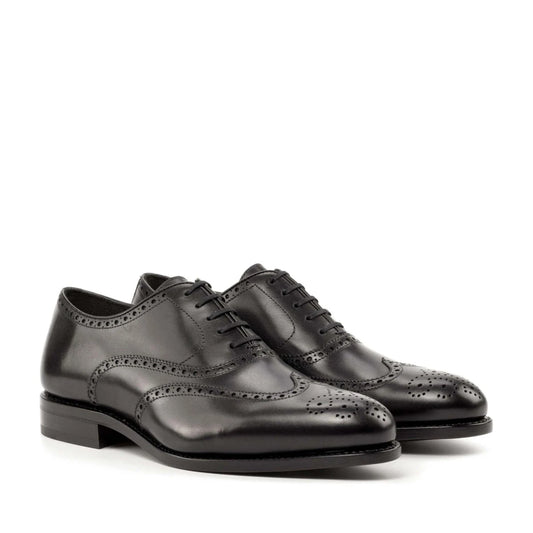 Lusso & Fino Black Men's Italian Leather Full Brogue