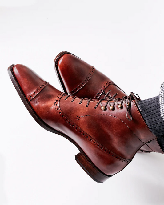 Lusso | FINO Balmoral Brown Patina Finished Boots for Mens