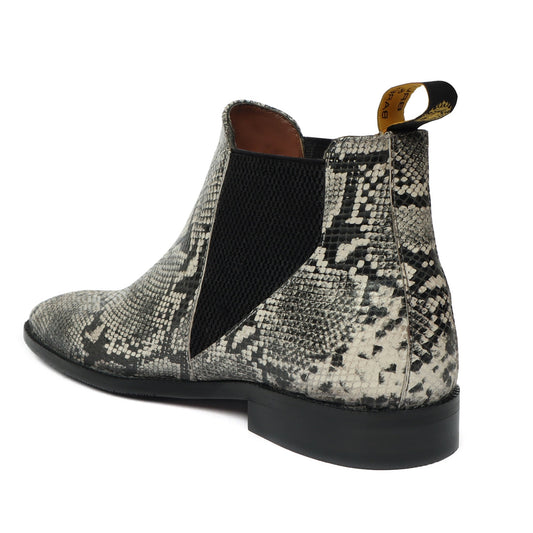 Lusso | Fino Serpent Skin Silver Eclipse Chelsea Boot