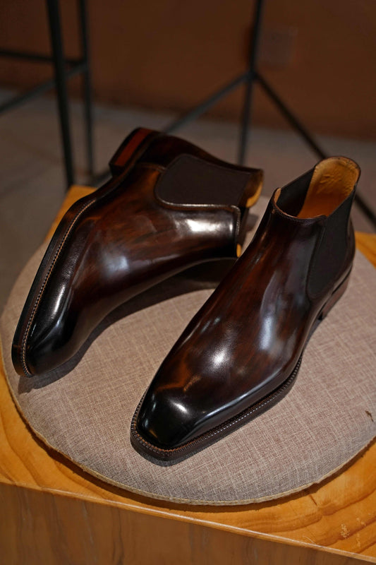 Lusso & FINO Hand Patina Handcrafted Chelsea Boot