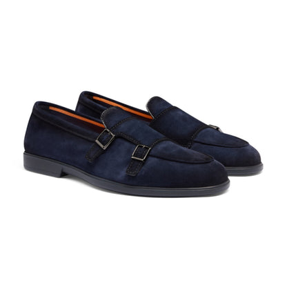 The Midnight Navy Suede Double-Monk Loafer