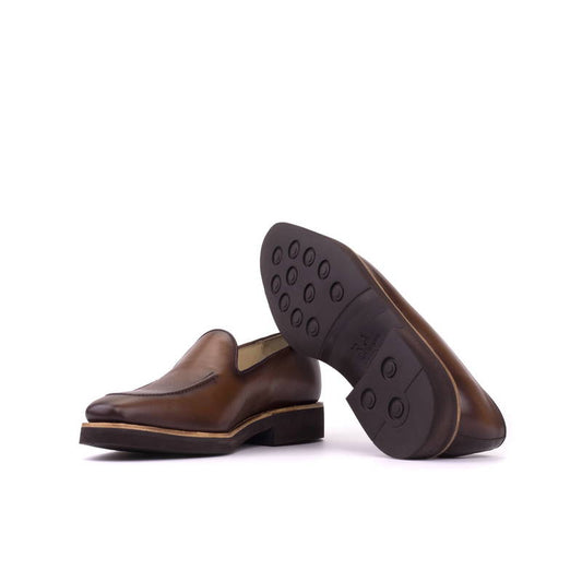 Lusso | FINO GENTLEMEN LOAFER IN HAND PAINED & BURNISHED DARK BROWN CRUST LEATHER