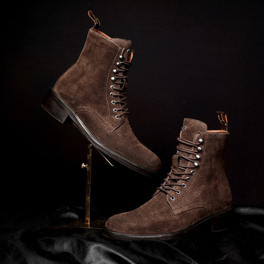 Lusso | Fino Espresso Suede Heritage Command Lace-Up Boot