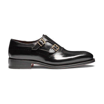 The Black Brogued Double-Monk Strap