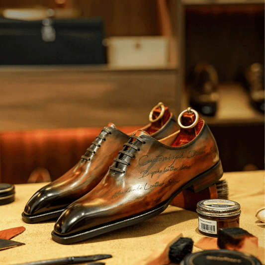 Lusso & FINO Custom Patina Wholecut Oxford Shoes For Men's