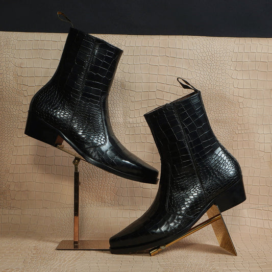 Lusso | Fino Midnight Croc Elegance Boot For Men's