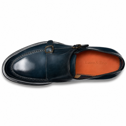 The Slate Blue Apron-Toe Double-Monk Strap
