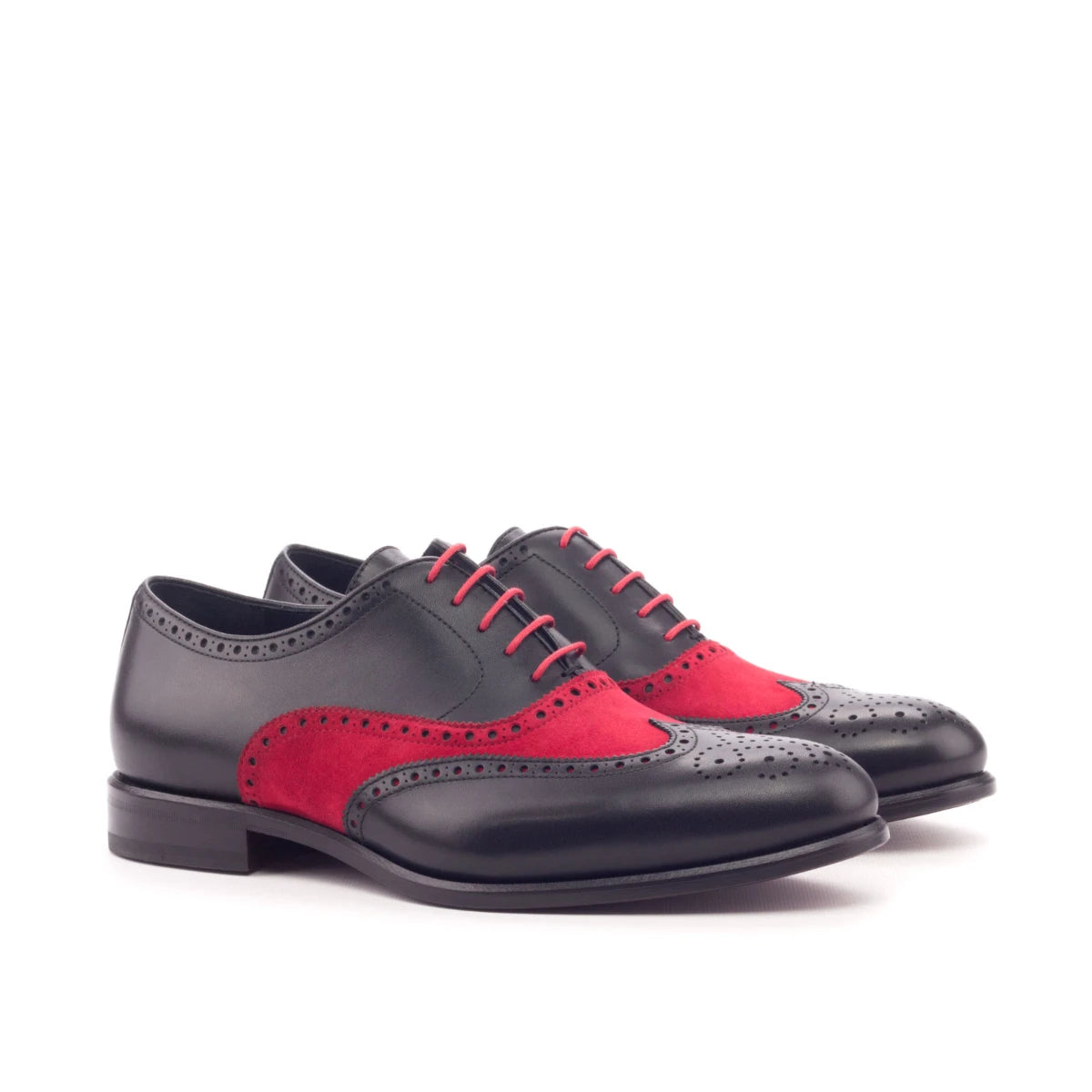 Handcrafted Ruby & Ebony Oxford Wingtips