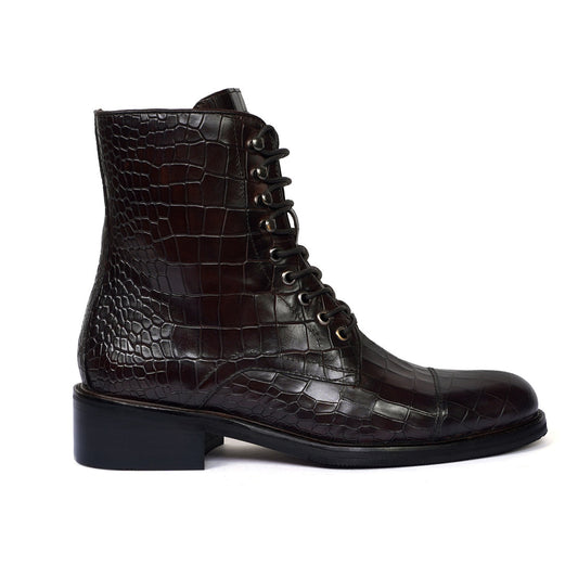 Lusso | FINO Midnight Alligator Trailblazer Combat Boots