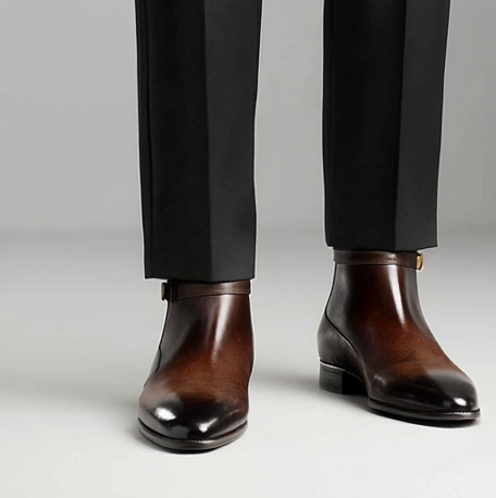 Lusso | FINO Brown Leather Jodhpuri Boots For Men's