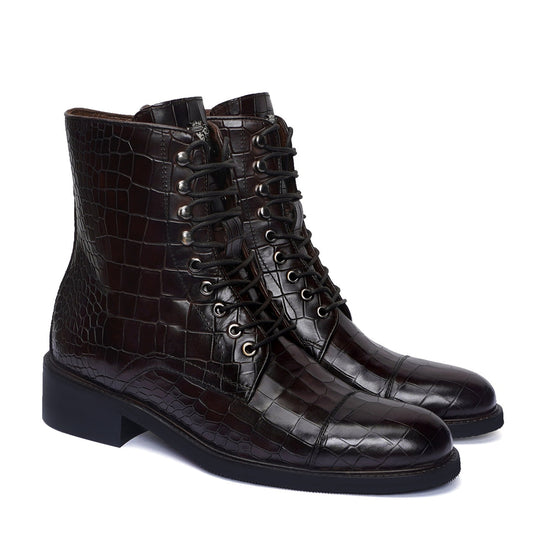 Lusso | FINO Midnight Alligator Trailblazer Combat Boots