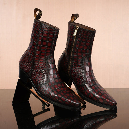 Lusso | Fino Crimson Eclipse Regal Croc Prestige Boot