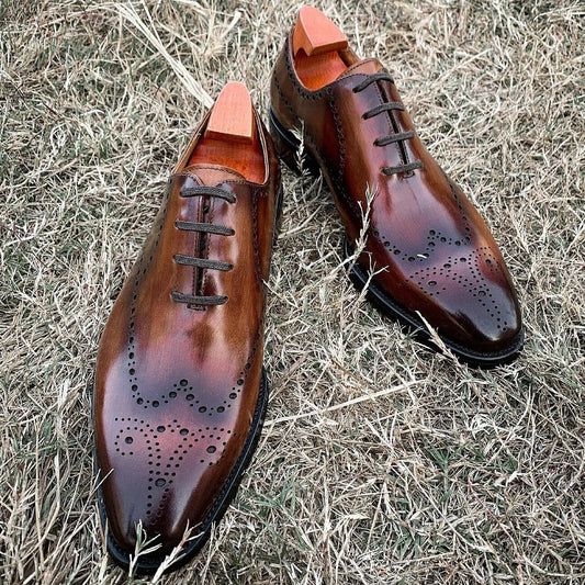 Lusso | FINO Elegant Cognac Brouge Dress Shoe For Men's