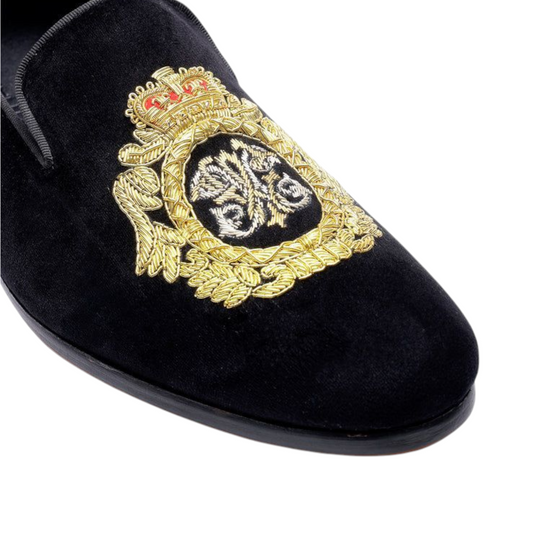 LUSSO FINO – Black Royal Emblem Loafers