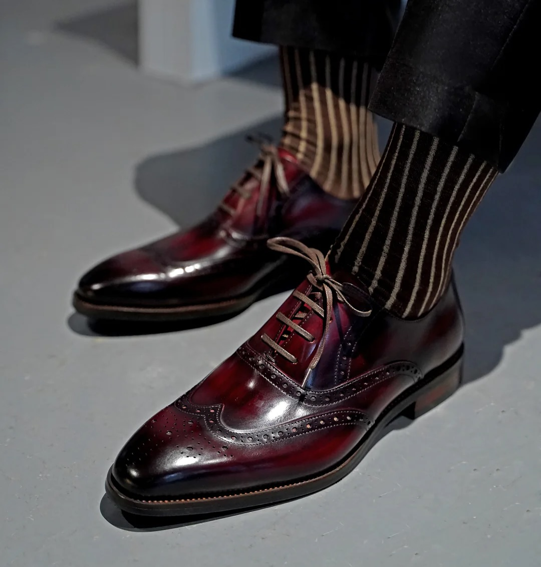 Lusso & FINO Wingtips Goodyear Welted Full Brouge Leather Shoe For Men's