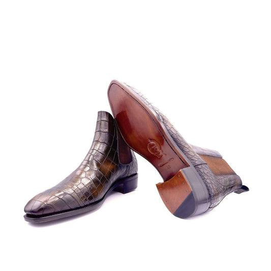 Lusso| Fino Majestic Amethyst Croc Chelsea Boot For Men's