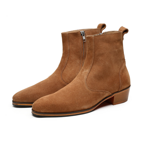 Lusso | FINO Cuban Heel Suede Jodhpuri Boot Side Zip-up