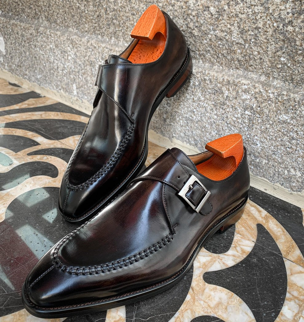 Lusso & FINO | Classic Single Monk Strap Dress Shoe For Men's