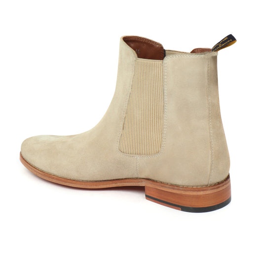 Lusso | FINO Beige Suede Chelsea Boots For Men's