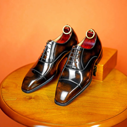 Lusso & FINO |  Grain Crust Leather Balmoral Oxford Shoe For Men's
