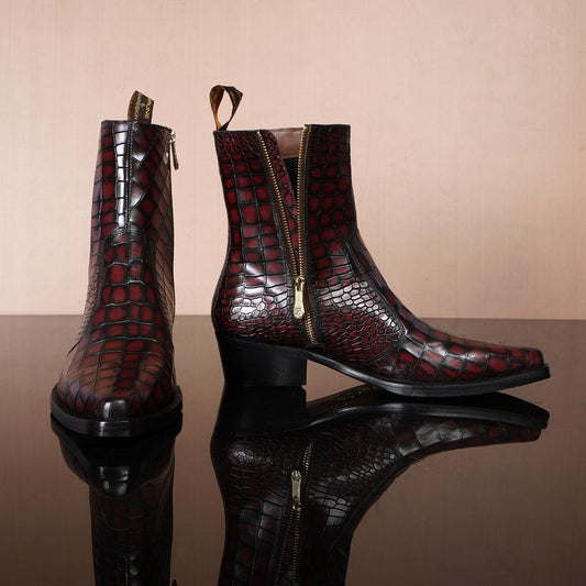 Lusso | Fino Crimson Eclipse Regal Croc Prestige Boot