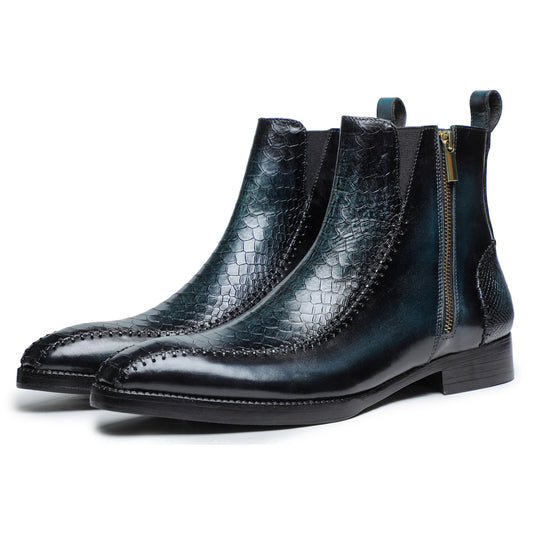 Lusso | FINO Midnight Venom Emerald Luxe Zip Boots